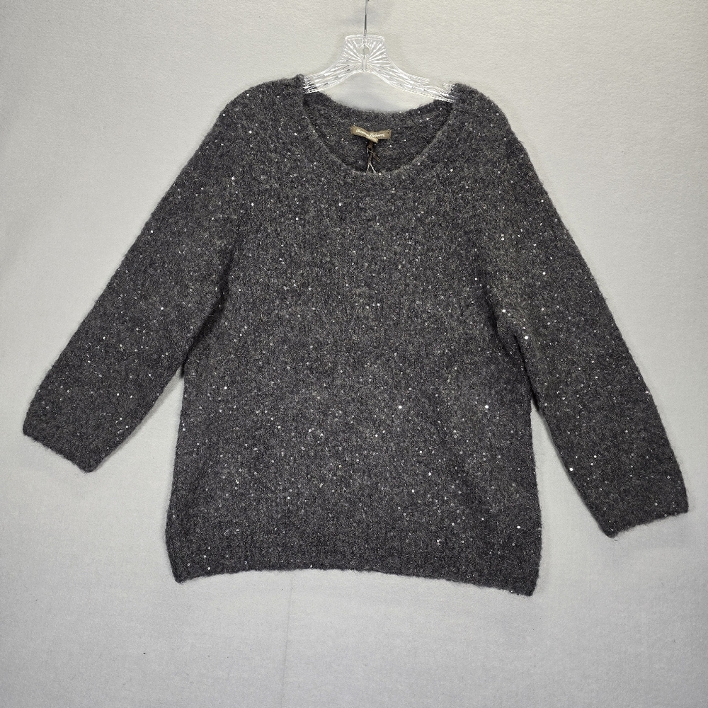 Tommy Bahama  Gray Sequined Alpaca Mohair Wool Blend Sweater Womens Size XL